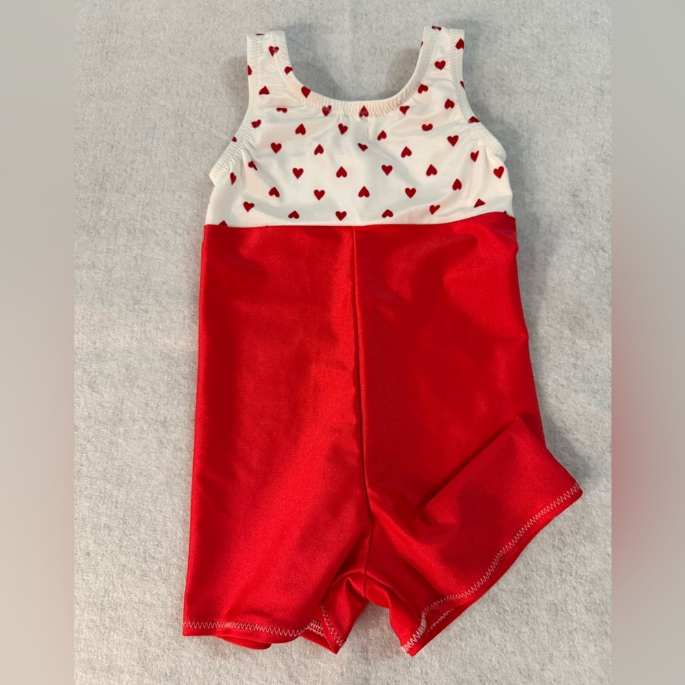 Gymnastics or Dance red and white with Red hearts 4-5T